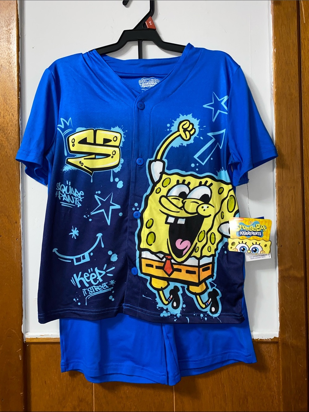 SpongeBob SquarePants Blue and Yellow Kids Pajama Set size medium (8)